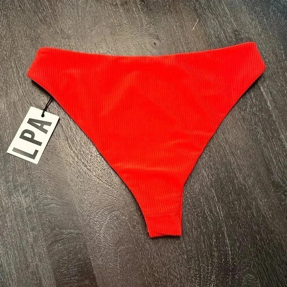 Revolve LPA Red Swim Ribbed Bottom‎ Sz L - Picture 4 of 4